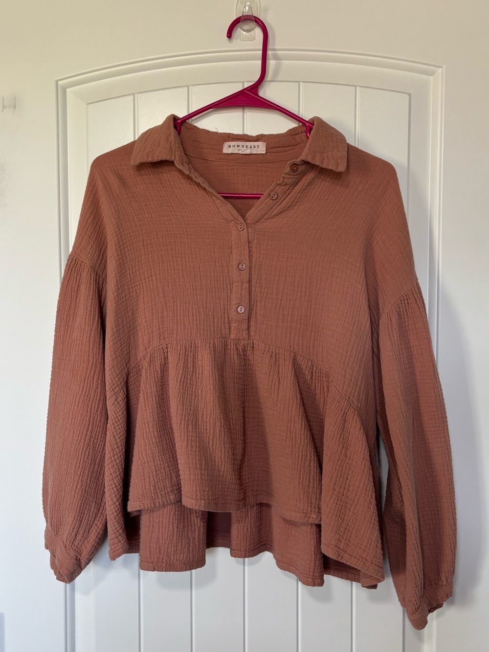 DownEast Blouse Button-Front Peasant